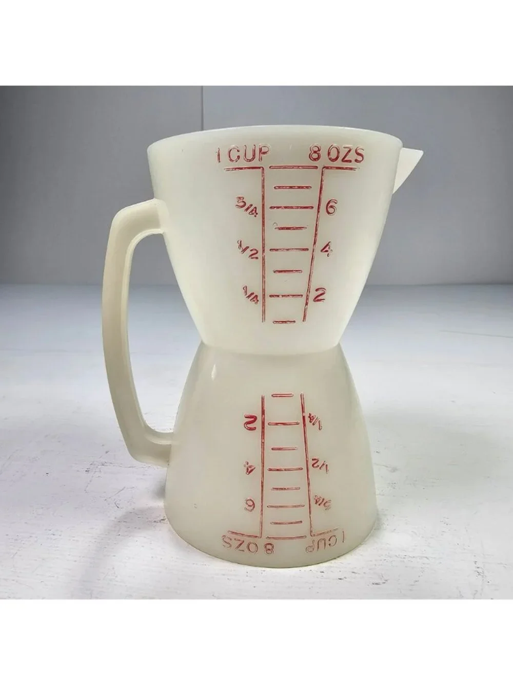 Vintage Tupperware Double-Sided Measuring Cup 1 Cup 8 Oz White Plastic
